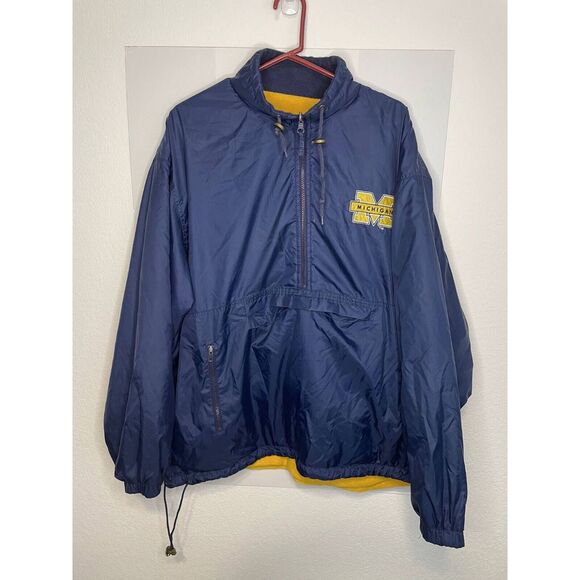 Champion Other - Michigan Wolverines Reversible Anorak Fleece Pullover Jacket Navy Yellow Mens 2X